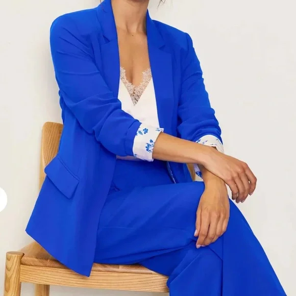 Skies Are Blue Vibrant Blue Women's Blazer - Picture 10 of 12